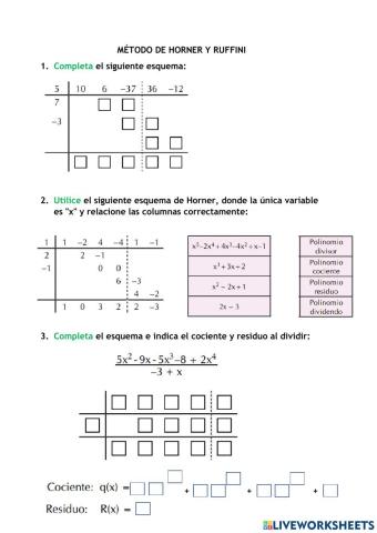 División algebraica - Horner y Ruffini