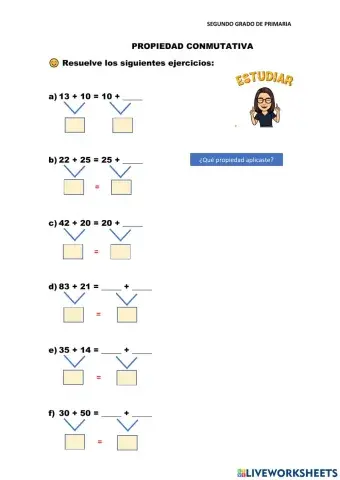 Propiedad conmutativa adición