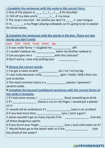 Parts of body, second conditional