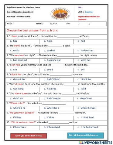 Reported Statements and Questions