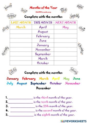 Months of the year