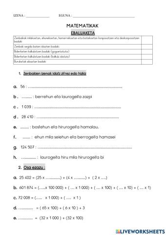 Biderketak eta zenbaki deskonposaketa