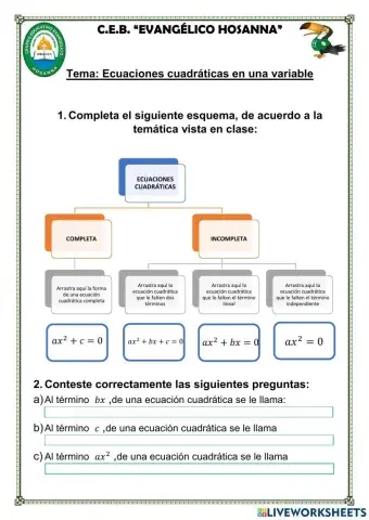 Ecuaciones cuadráticas en una variable