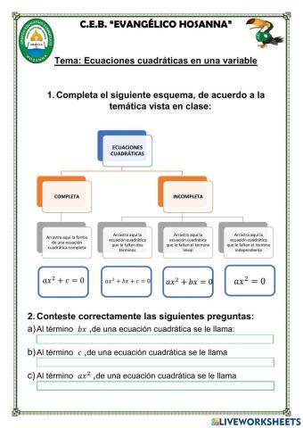 Ecuaciones cuadráticas en una variable