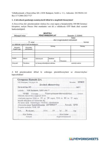 Bizonylatok kitöltése