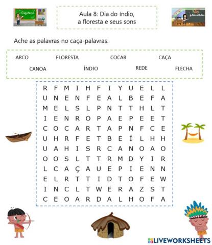 Caça Palavras - Dia do Índio
