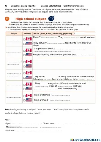 High schools cliques