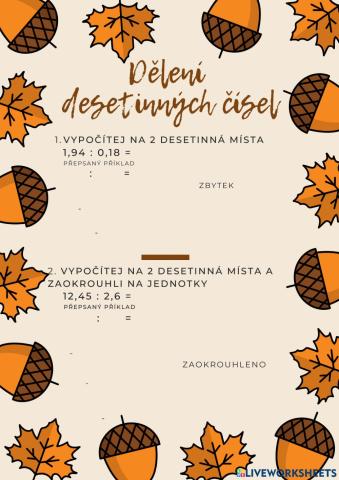 Dělení des. čísel