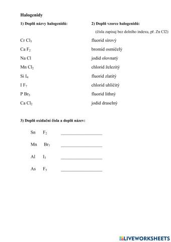 Halogenidy vzorce