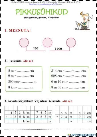 Pikkusühikud (sentimeeter, meeter ja kilomeeter))
