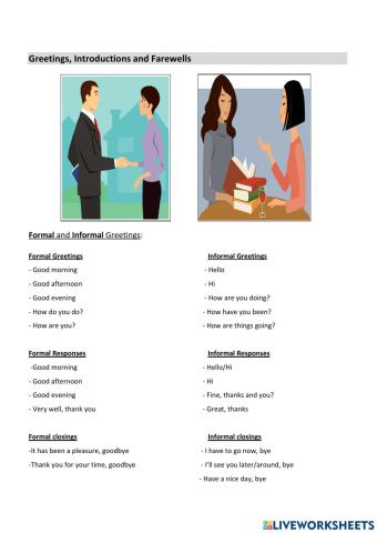 Greetings and farewells