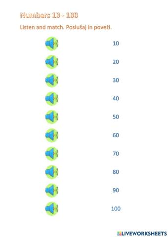 Numbers 10- 100