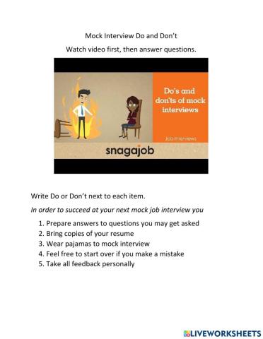 Mock Interview Do and Don't