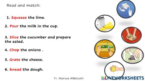 Verbs used with cooking