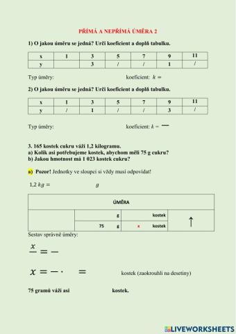 Přímá a nepřímá úměra - slovní úlohy 2