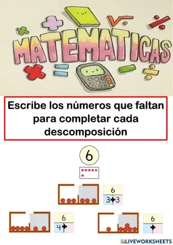1°matemática ficha interactiva descomponer números hasta el 10 07-04-2021