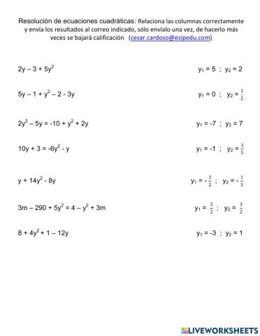 Resolución ecuaciones cuadraticas semana sem 29 B