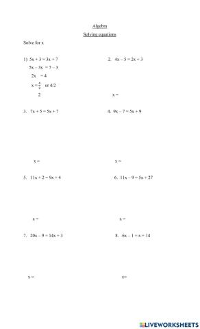 Solving equations on both sides