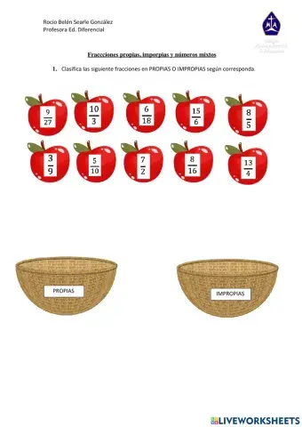 Fracciones propias, impropias y n° mixtos.