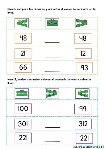 Mayor, menor e igual que