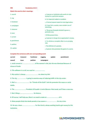 FR8 Unit 4 Vocabulary