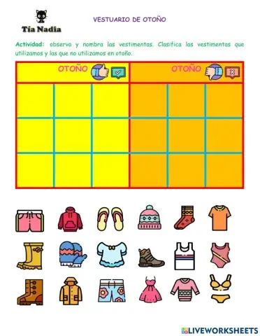 Identificar vestimentas de otoño