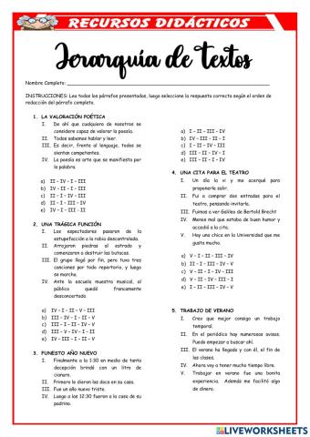 Jerarquía de textos (Plan de redacción)