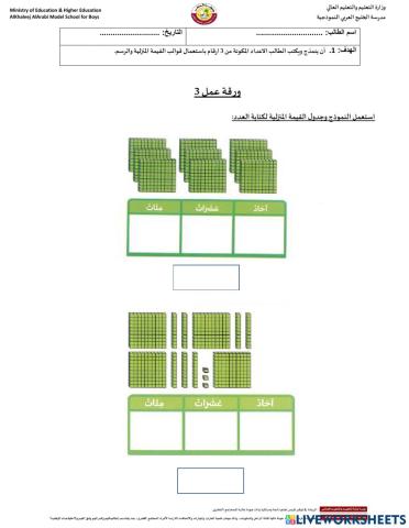 النماذج والأعداد المكونة من 3 ارقام
