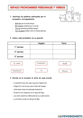 Repaso pronombres personales y verbos