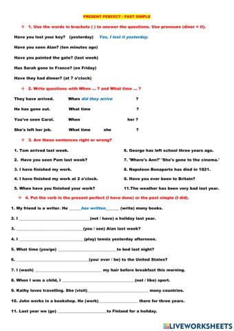 Past simple and present perfect