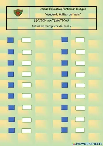 Evaluación Tablas del 4 al 9