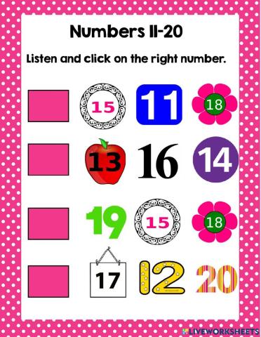 Numbers 11-20