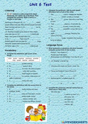Unit 6 test english plus 1
