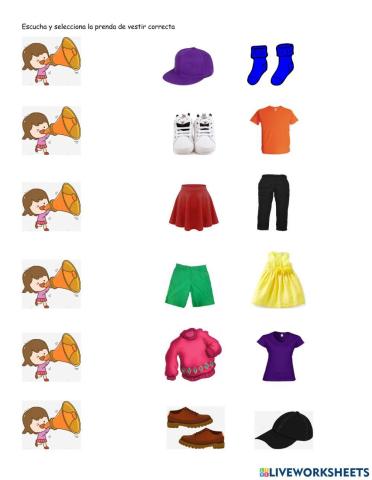 Colores y prendas de vestir en Inglés