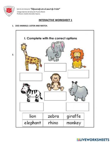 ZOO ANIMALS: Interactive worksheet 1