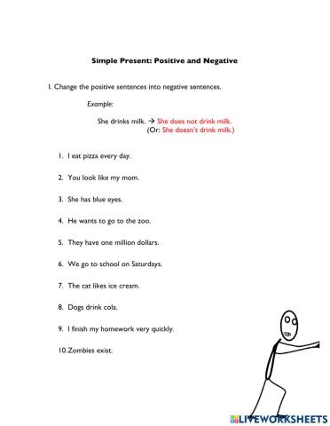 Simple Present Tense: Positive and Negative Sentences