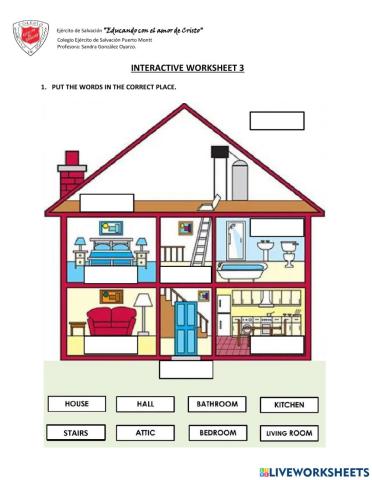 PARTS OF THE HOUSE: Interactive worksheet 3
