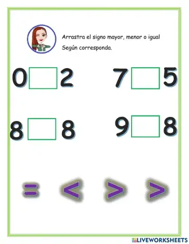 Mayor, menor e igual que