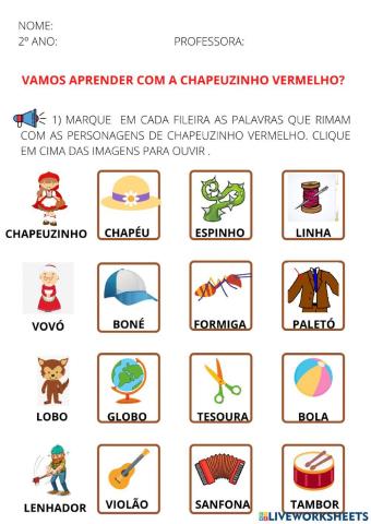 Alfabetização com a Chapeuzinho Vermelho