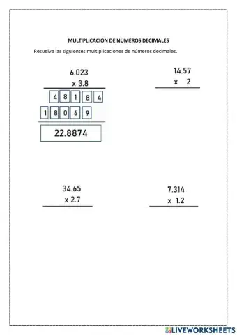 Multiplicación con decimales