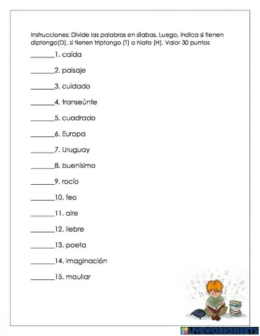 División silábica(diptongo,hiato, triptongo)