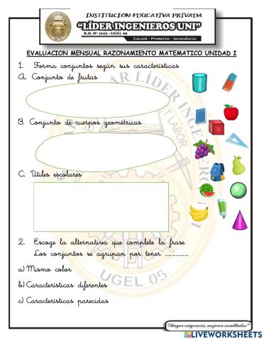 Examen de razonamiento matematico