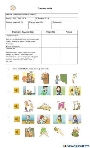 Classroom Language 4th grade