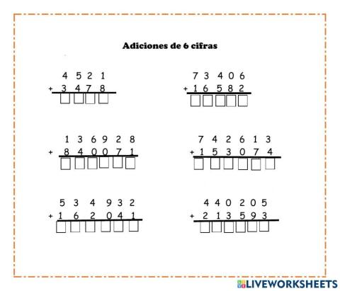 Adición 6 cifras