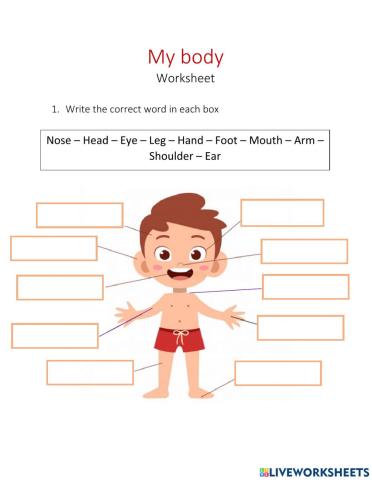 Body Parts - worksheet