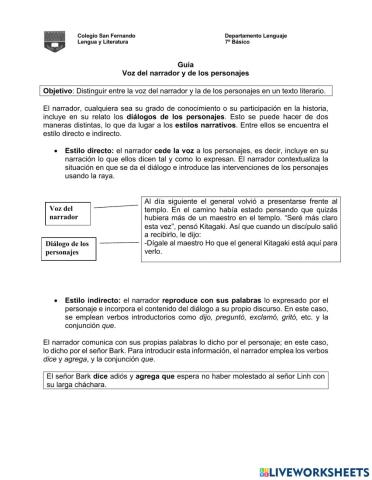 Voz del narrador y voces de los personajes