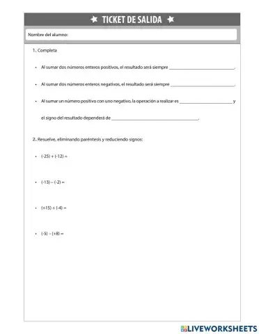 TS: Adición y sustracción de enteros