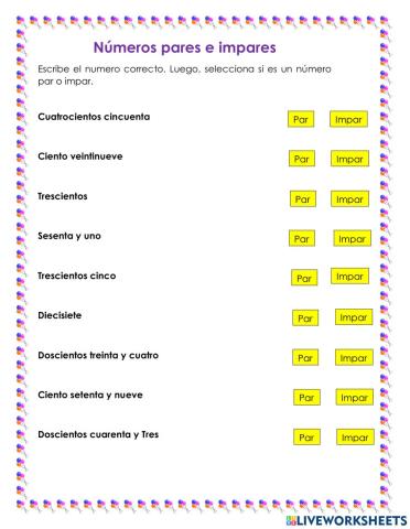 Números pares e impares