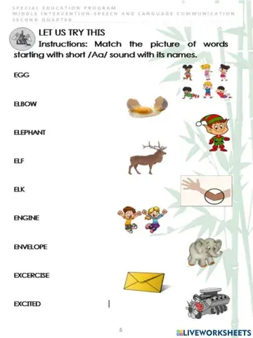 Words beginning with short -Ee- sound