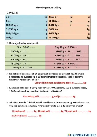 Převody jednotek hmotnosti II